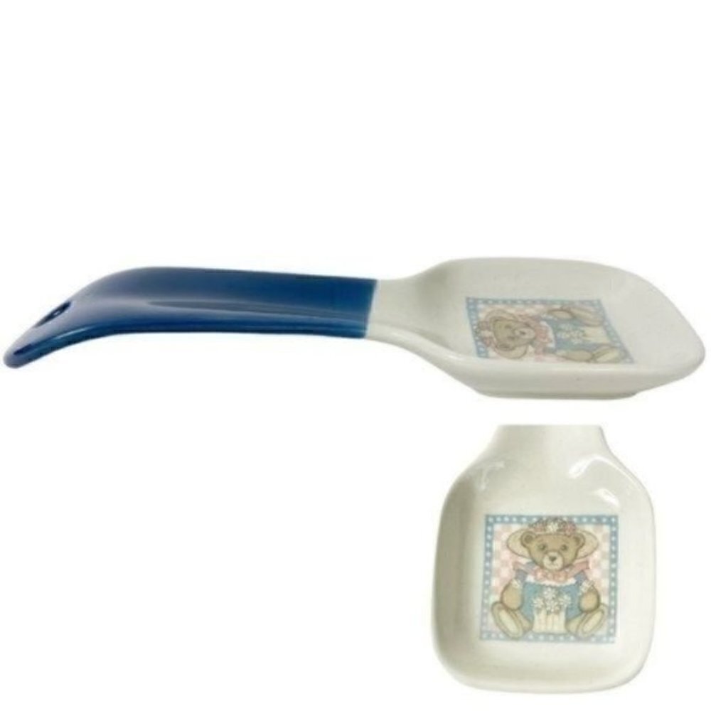 Otagiri Japan Teddy Bear Spoon Utensil Rest Ceramic Kitchen essential item
